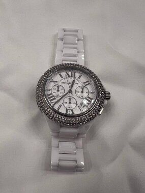 Michael Kors White Ceramic Quartz Chronograph Crystals